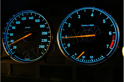 BMW E38 светодиодные шкалы (циферблаты) на панель приборов - дизайн 1